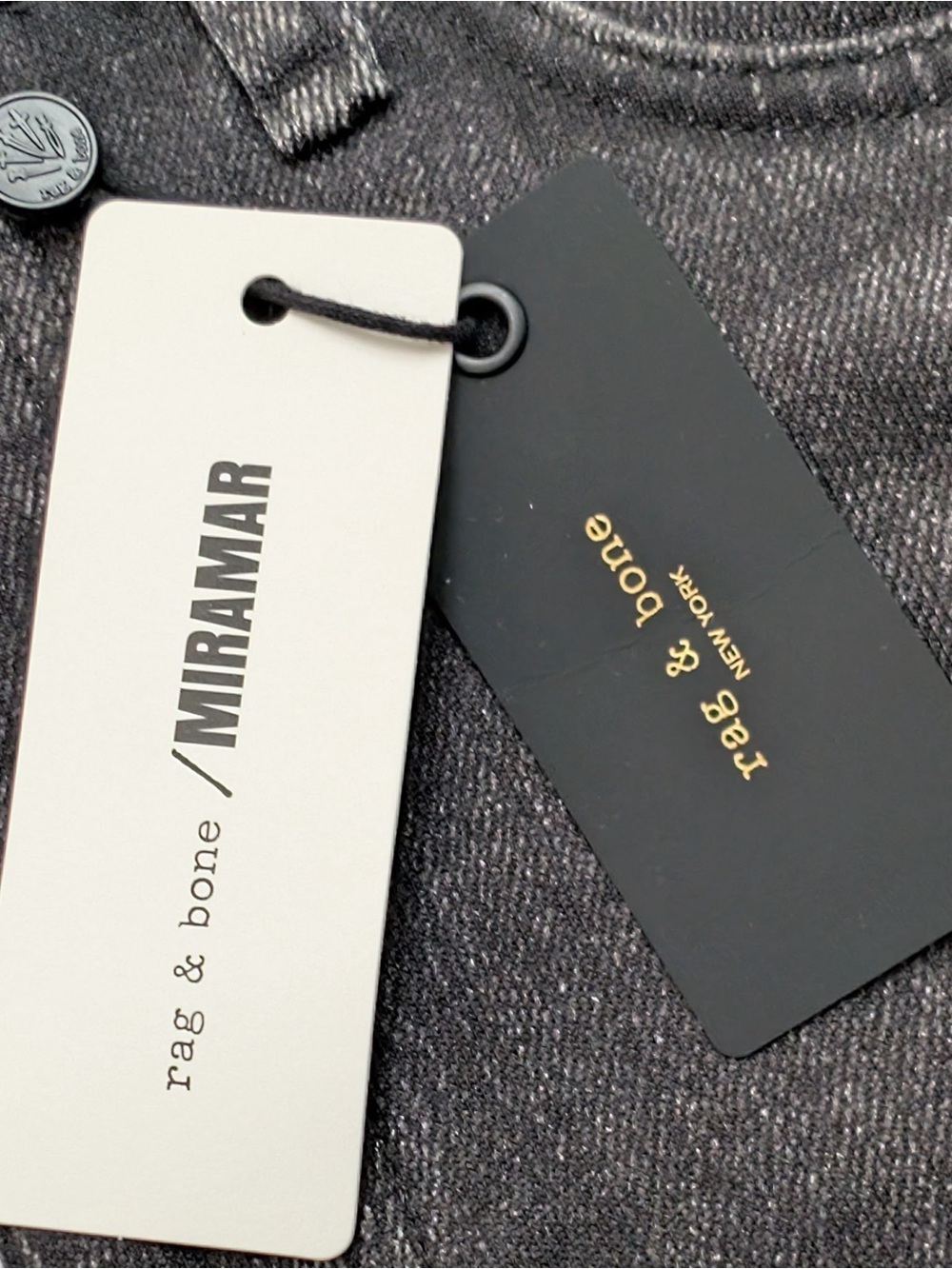 rag & bone Miramar Terry Wide-Leg Faux Denim Pants in Charcoal Black Wash - Picture 6 of 16